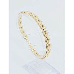 Unique 14K Karat Solid Yellow Gold Designer Custom Link Chain Bracelet - 8" L